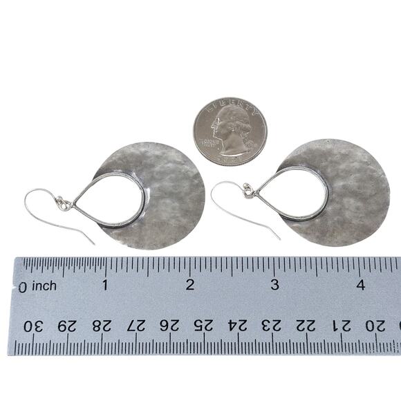Estate Silpada Sterling Silver 925 Hammered Disc Dangle Earrings - Picture 7 of 8